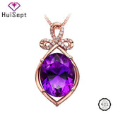 925 Silver Necklace with Amethyst Zircon Pendant for Women
