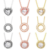 925 Silver Necklace Sparkle Timeless Heart Forever Collier
