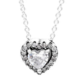 925 Silver Necklace Sparkle Timeless Heart Forever Collier