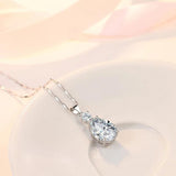 925 Silver Women Necklace with Zircon Gemstone Pendant