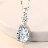 925 Silver Women Necklace with Zircon Gemstone Pendant