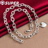 Sterling Silver Heart Lock Pendant Necklace 18 Inch Chain