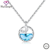 925 Silver Necklace with Sapphire Gemstone Pendant for Wedding Engagement Party