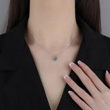 925 Silver Necklace with Sapphire Gemstone Pendant for Wedding Engagement Party