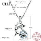 925 Silver CZ Dolphin Pendant Necklace Zircon Charm Women Birthday Gift