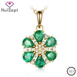 925 Silver Necklace with Emerald Zircon Pendant