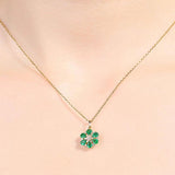 925 Silver Necklace with Emerald Zircon Pendant