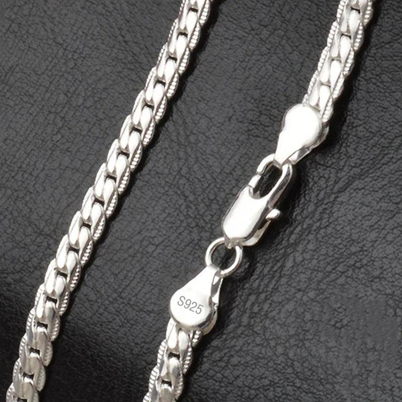 925 Sterling Silver 6MM Sideways Necklace Charm For Woman Man