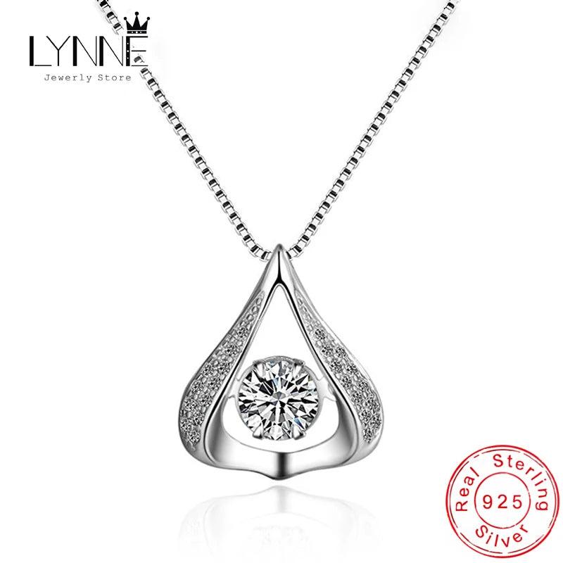 925 Silver Zircon Water Drop Pendant Necklace Rhinestone Choker Jewelry Gift