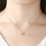 925 Silver Zircon Water Drop Pendant Necklace Rhinestone Choker Jewelry Gift