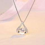925 Silver Zircon Water Drop Pendant Necklace Rhinestone Choker Jewelry Gift