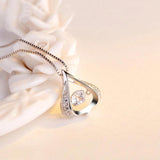925 Silver Zircon Water Drop Pendant Necklace Rhinestone Choker Jewelry Gift