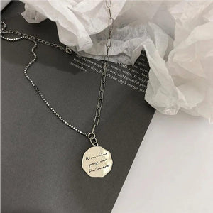 925 Silver Necklace Retro Letter Round Necklace