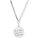 925 Silver Necklace Retro Letter Round Necklace