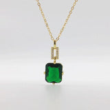 925 Silver Necklace Emerald Zircon Pendant Wedding