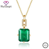 925 Silver Necklace Emerald Zircon Pendant Wedding