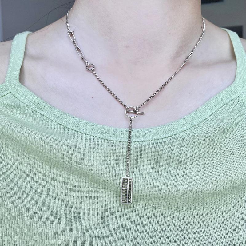 925 Silver Abacus Necklace Punk Style Women's Jewelry