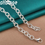 925 Silver Oval Photo Frame Pendant Necklace 18 Inch Chain for Women