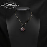 Purple Amethyst Pendant Necklace - Minimalist Elegance for Women