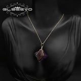 Purple Amethyst Pendant Necklace - Minimalist Elegance for Women