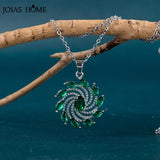 Silver Pendant Necklace Fine Jewelry Green Red Zircon Clavicle Chain