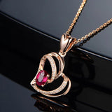 925 Silver Necklace with Ruby Zircon Heart Pendant for Women