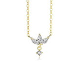 TrustDavis 925 Silver Crown Zircon Pendant Necklace Women Birthday Gift