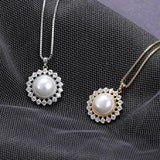 925 Silver Necklace with Pearl Zircon Pendant