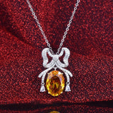 Silver CZ Bowknot Chokers Necklace Chains