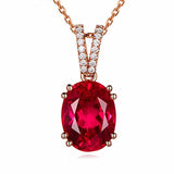 Vintage 925 Silver Necklace Oval Ruby Zircon Pendant