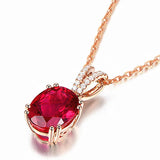 Vintage 925 Silver Necklace Oval Ruby Zircon Pendant