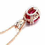 Vintage 925 Silver Necklace Oval Ruby Zircon Pendant