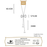 TrustDavis 925 Silver Bowknot Tassels Chain CZ Necklace For Women
