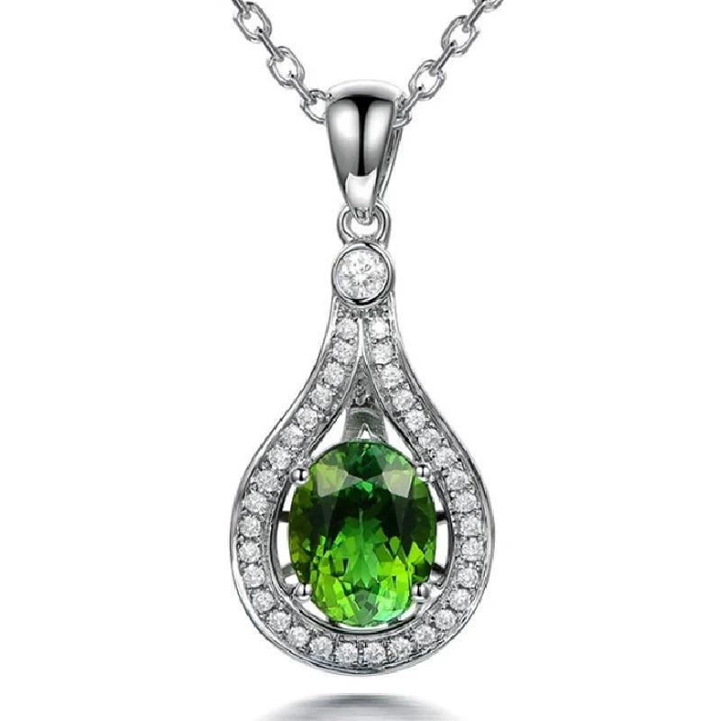 925 Silver Necklace with Gemstones Pendant for Women