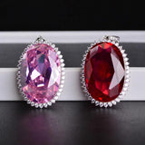 Vintage Crystal Pendant Necklace Silver Neck Chain
