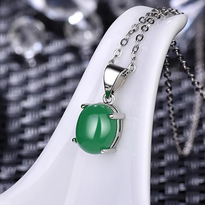 Vintage Oval Ruby Gemstone Pendant 925 Silver Necklace