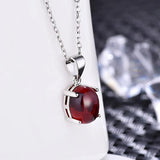 Vintage Oval Ruby Gemstone Pendant 925 Silver Necklace