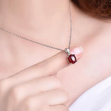 Vintage Oval Ruby Gemstone Pendant 925 Silver Necklace