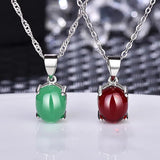 Vintage Oval Ruby Gemstone Pendant 925 Silver Necklace