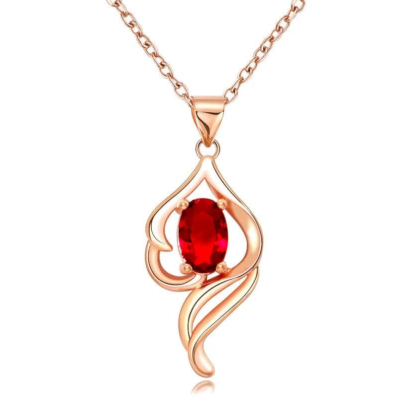 Silver Oval Ruby Pendant Necklace 925 Jewelry Women Accessories