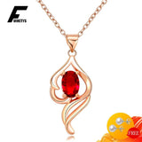 Silver Oval Ruby Pendant Necklace 925 Jewelry Women Accessories