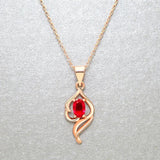 Silver Oval Ruby Pendant Necklace 925 Jewelry Women Accessories