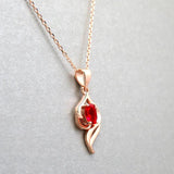 Silver Oval Ruby Pendant Necklace 925 Jewelry Women Accessories