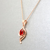 Silver Oval Ruby Pendant Necklace 925 Jewelry Women Accessories