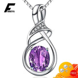 925 Silver Necklace with Amethyst Pendant for Women