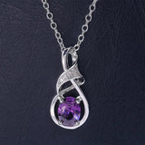 925 Silver Necklace with Amethyst Pendant for Women