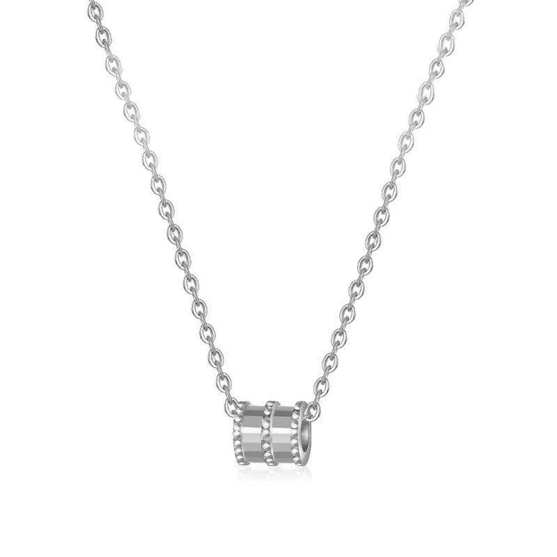 TrustDavis Minimalist 925 Silver Barrel Clavicle Chain Necklace Wedding Party