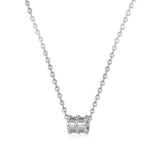TrustDavis Minimalist 925 Silver Barrel Clavicle Chain Necklace Wedding Party