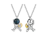 S925 Astronaut Star Moon Couple Necklaces Gift