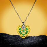 Heart-shaped Pendant Necklace Yellow Green Enamel Jewelry